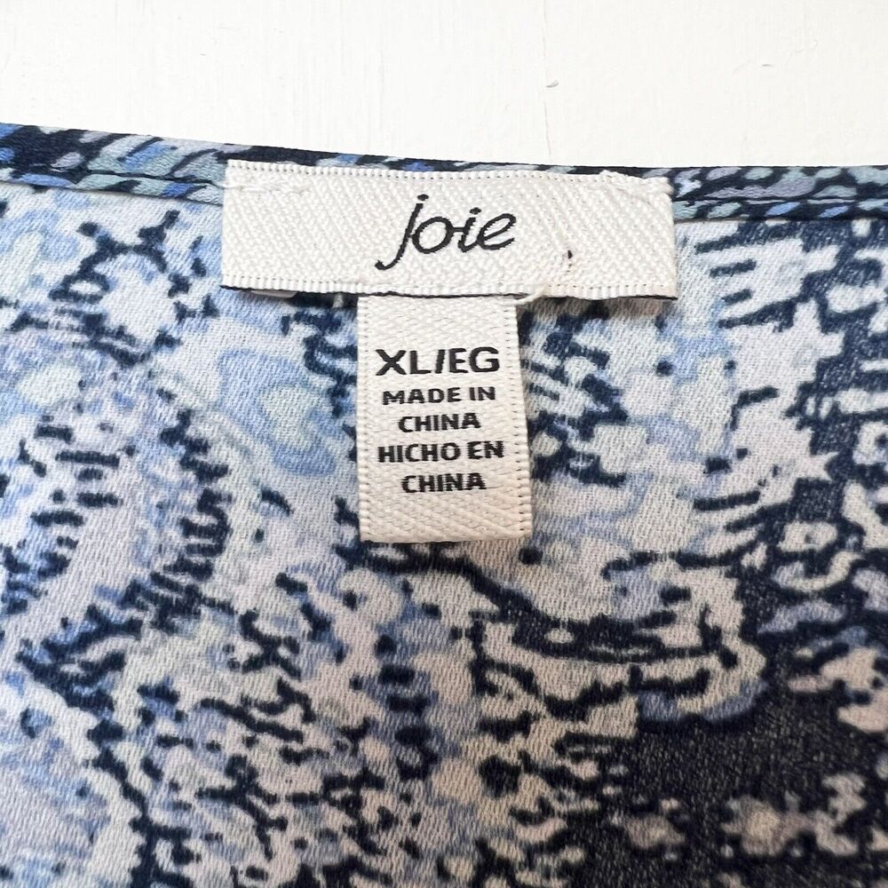 Joie Blue Parisian Paisley Long Sleeve Quarter Button Blouse Top Sz XL - Picture 7 of 12